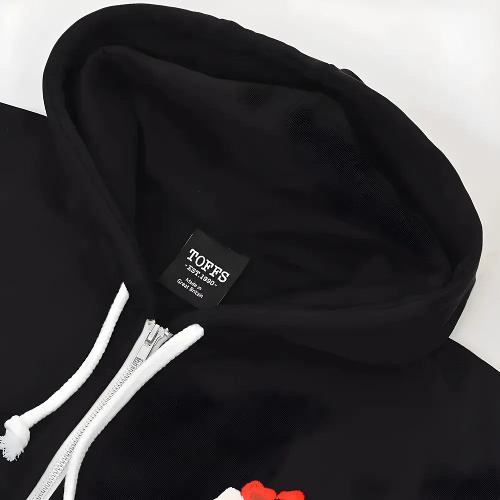 England 1910 Vintage Rugby Zipped Hoodie - Black_1
